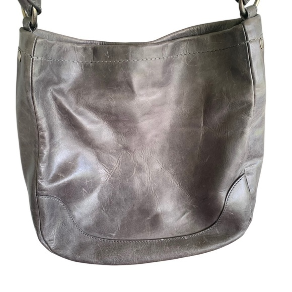 FRYE Melissa Washed Gray Leather Hobo Shoulder Bag Purse - Picture 4 of 10